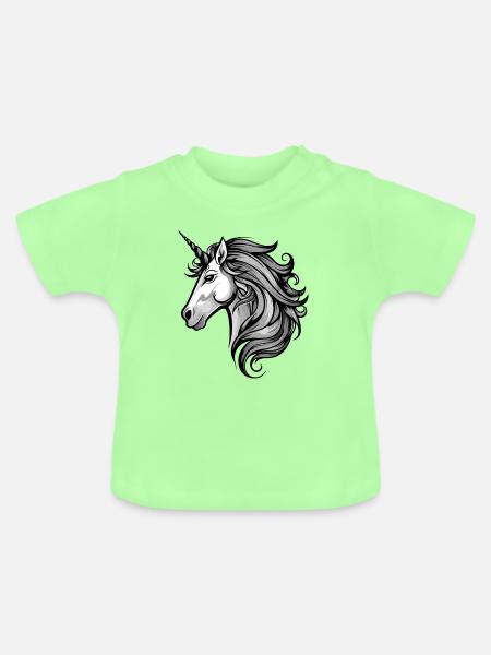 Einhorn Kopf - Baby Bio-T-Shirt mit Rundhals - Mintgrün