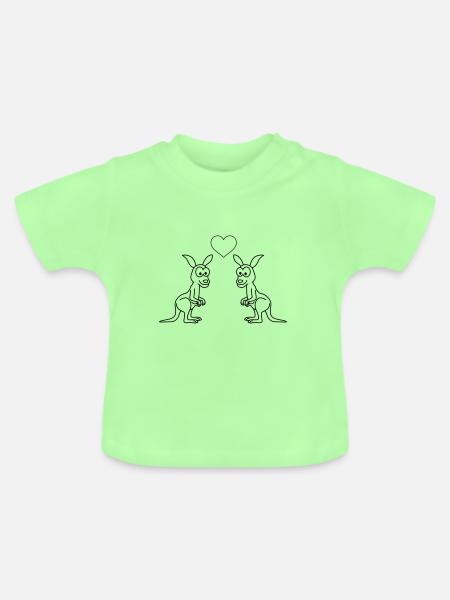Kangaroo Comic Paar Liebe - Baby Bio-T-Shirt mit Rundhals - Mintgrün