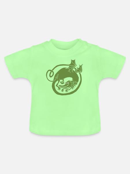 Drache (hellgrün) - Baby Bio-T-Shirt mit Rundhals - Mintgrün
