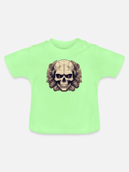 Bionic Schädel - Comic-Stil Logo - Baby Bio-T-Shirt mit Rundhals - Mintgrün
