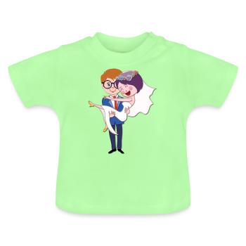 Mariage couple mariage - T-shirt bio col rond Bébé - vert menthe - Devant