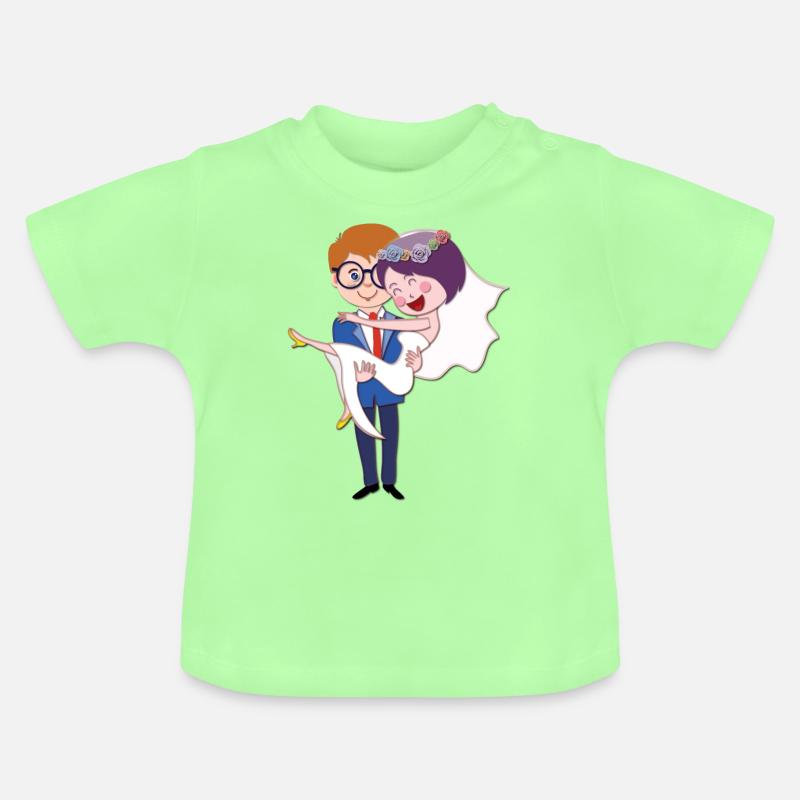Mariage couple mariage - T-shirt bio col rond Bébé - vert menthe