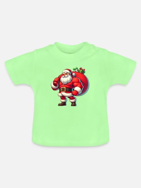 Weihnachtsmann Muskel Mann - Baby Bio-T-Shirt mit Rundhals - Mintgrün
