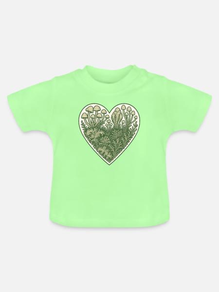 Pilzherz Botanische Illustration - Baby Bio-T-Shirt mit Rundhals - Mintgrün
