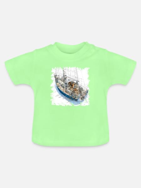 Segelyacht Skizzen Overlay CAD-Design - Baby Bio-T-Shirt mit Rundhals - Mintgrün