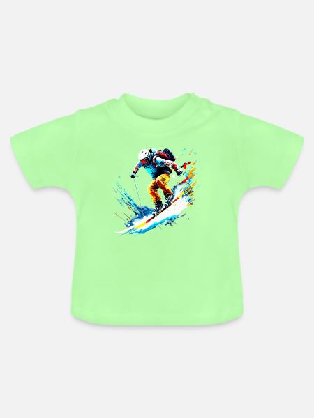 Skifahrer - Baby Bio-T-Shirt mit Rundhals - Mintgrün