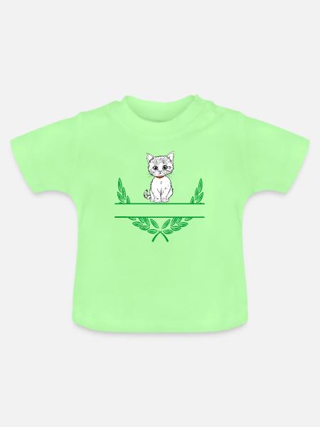 Lorbeerkranz mit Namensraum - Baby Bio-T-Shirt mit Rundhals - Mintgrün