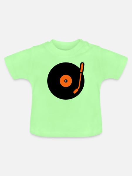 Retro Audio Schallplatte Tonarm - Baby Bio-T-Shirt mit Rundhals - Mintgrün
