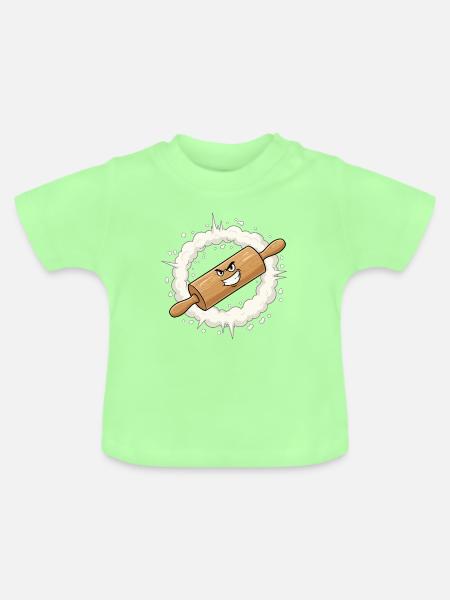 Wütendes Nudelholz Cartoon - Baby Bio-T-Shirt mit Rundhals - Mintgrün