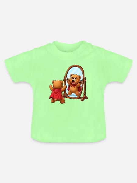 Mutiger Bärenheld im Spiegel - Baby Bio-T-Shirt mit Rundhals - Mintgrün