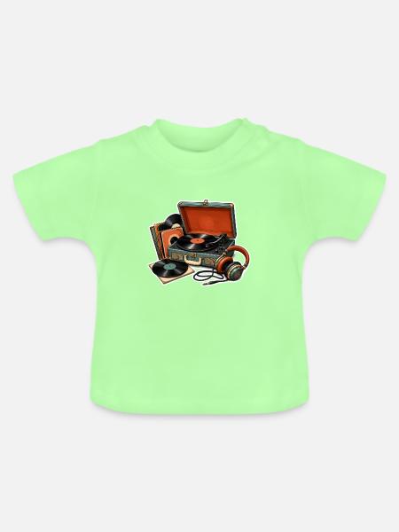 Vinyl Echoes Retro Turntable - Baby Bio-T-Shirt mit Rundhals - Mintgrün