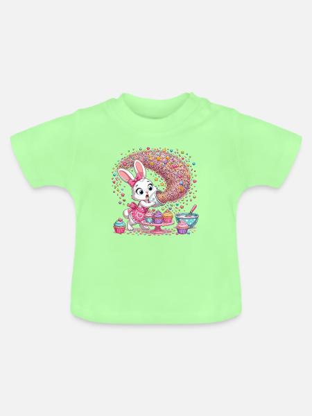 Häschen Backzauber mit Streuseln - Baby Bio-T-Shirt mit Rundhals - Mintgrün