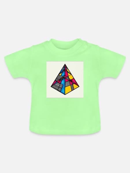 Abstrakte bunte Pyramide - Baby Bio-T-Shirt mit Rundhals - Mintgrün