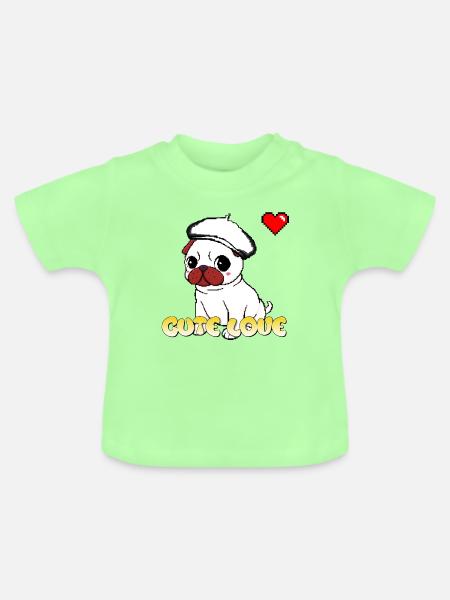 Süßer Liebes-Mops - Baby Bio-T-Shirt mit Rundhals - Mintgrün