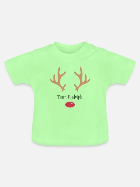 Team Rudolph - Baby Bio-T-Shirt mit Rundhals - Mintgrün
