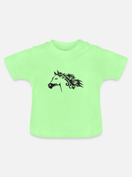 Horse - Pferd - Pferdeliebhaber - Baby Bio-T-Shirt mit Rundhals - Mintgrün
