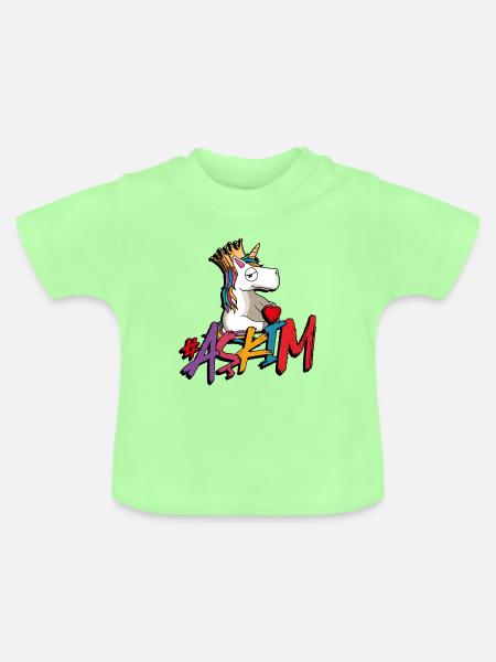 askim einhorn türkisch - Baby Bio-T-Shirt mit Rundhals - Mintgrün