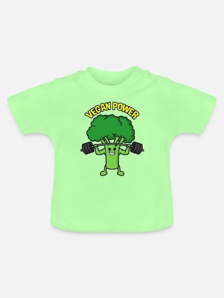 Vegan power Broccoli - Baby Bio-T-Shirt mit Rundhals - Mintgrün
