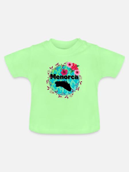 Menorca flower - Baby Bio-T-Shirt mit Rundhals - Mintgrün