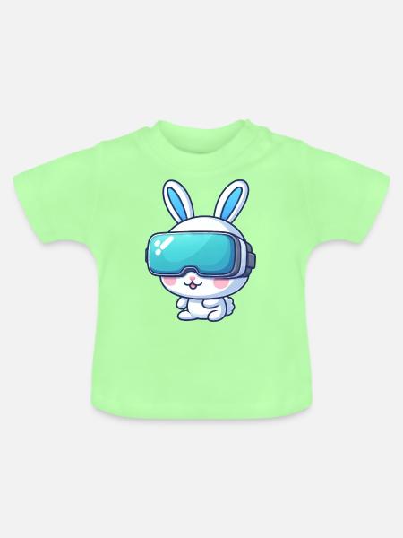 VR-Gaming Hase: Virtuelle Abenteuer - Baby Bio-T-Shirt mit Rundhals - Mintgrün