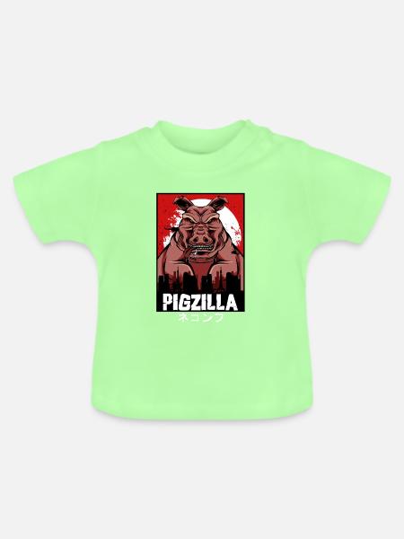 Pigzilla Stadtkaiju - Baby Bio-T-Shirt mit Rundhals - Mintgrün