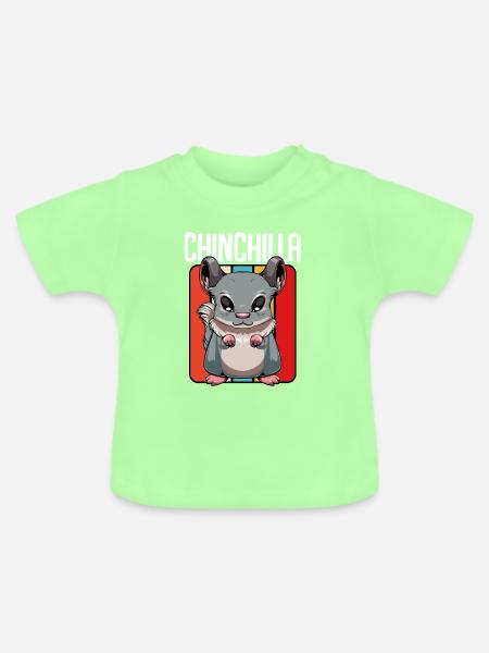 Chinchilla Pop Art Panel - Baby Bio-T-Shirt mit Rundhals - Mintgrün