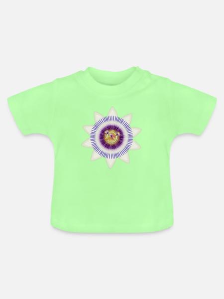 Kunstvolle Blüte einer Passionsblume - Baby Bio-T-Shirt mit Rundhals - Mintgrün