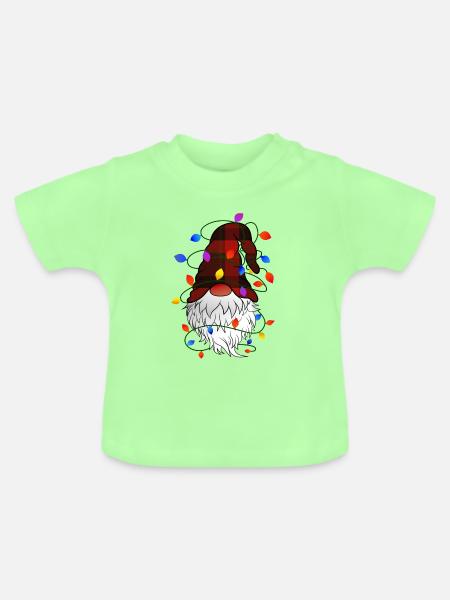 Weihnachts Gnom mit Lichterkette - Baby Bio-T-Shirt mit Rundhals - Mintgrün