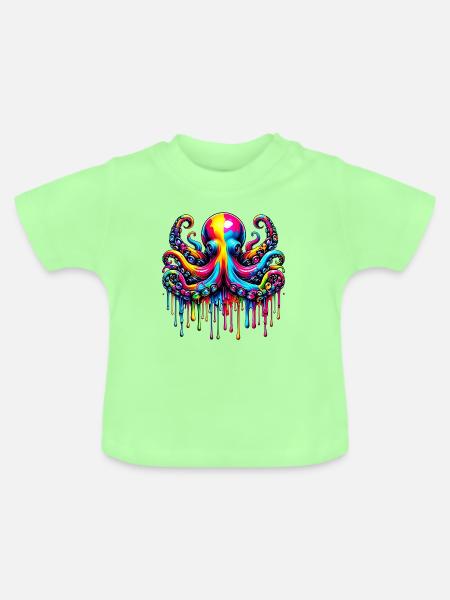 Krake - Baby Bio-T-Shirt mit Rundhals - Mintgrün