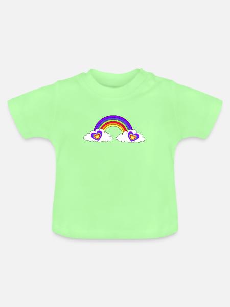LGBT Regenbogen Herz Herzen - Baby Bio-T-Shirt mit Rundhals - Mintgrün