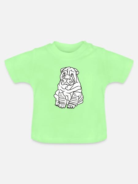 Niedlicher Mops Hund - Baby Bio-T-Shirt mit Rundhals - Mintgrün