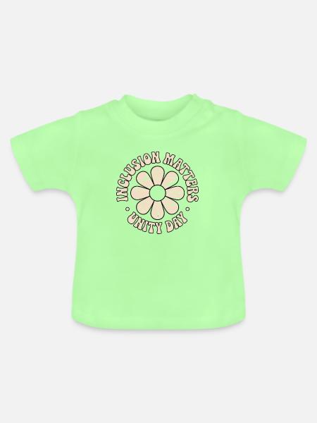 Inklusion Botschaft Retro Blumen - Baby Bio-T-Shirt mit Rundhals - Mintgrün
