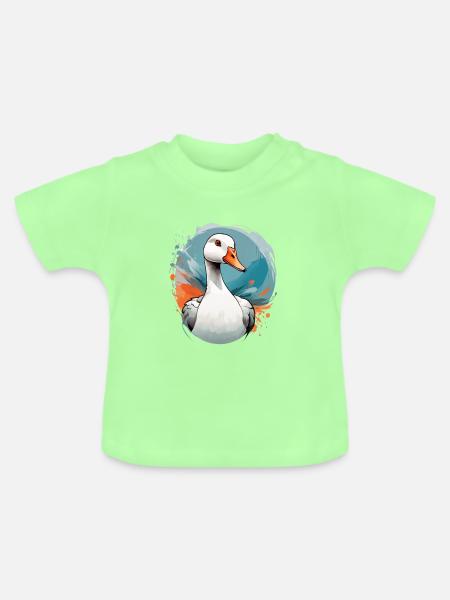 Enterich im Farbwirbel - Baby Bio-T-Shirt mit Rundhals - Mintgrün