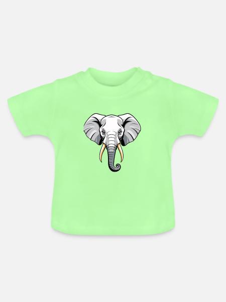 Elefantenkopf Cartoon Stil - Baby Bio-T-Shirt mit Rundhals - Mintgrün