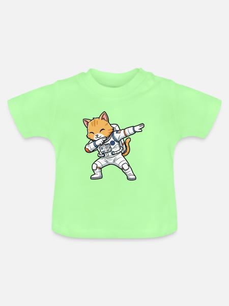 Astronauten Katzen Dab - Baby Bio-T-Shirt mit Rundhals - Mintgrün