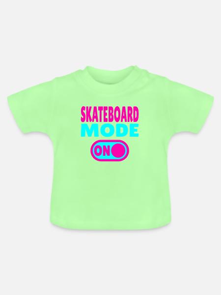 Skateboard Mode ON - Baby Bio-T-Shirt mit Rundhals - Mintgrün