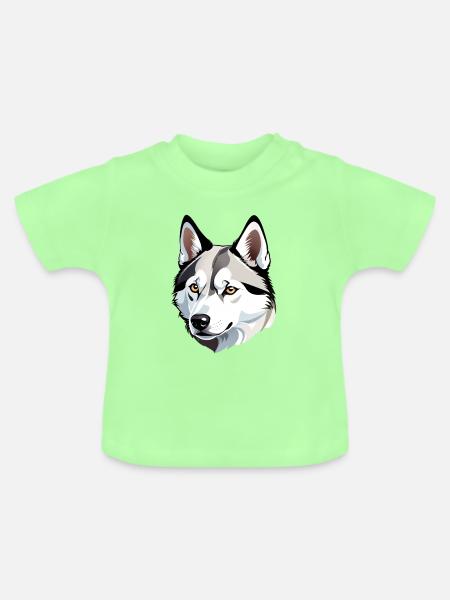 Wolfskopf Kopf-Illustration - Baby Bio-T-Shirt mit Rundhals - Mintgrün
