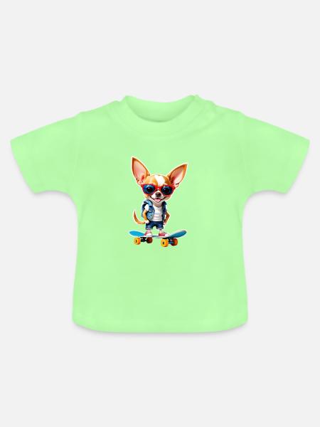 Chihuahua Skate Chic - Baby Bio-T-Shirt mit Rundhals - Mintgrün