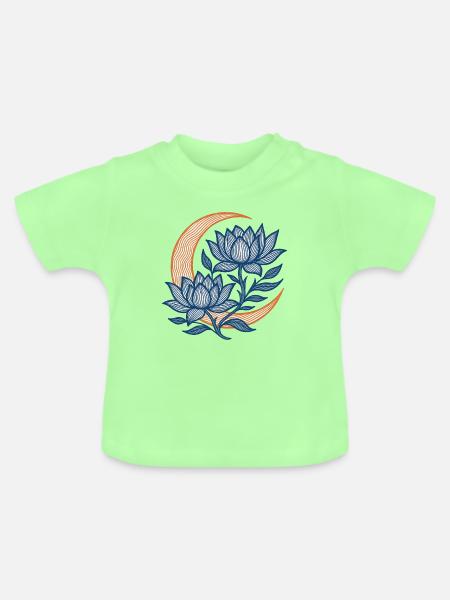 Mondbeschienene blaue Lotussichel - Baby Bio-T-Shirt mit Rundhals - Mintgrün