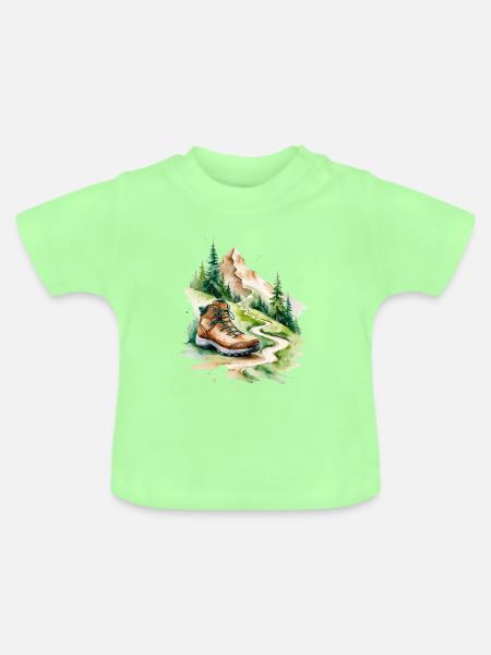 Wanderstiefel am Bergpfad - Baby Bio-T-Shirt mit Rundhals - Mintgrün
