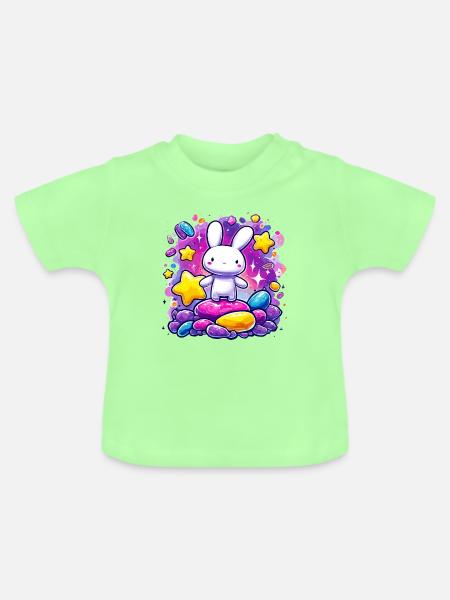 Kuschelbunny im Zuckersturm - Baby Bio-T-Shirt mit Rundhals - Mintgrün