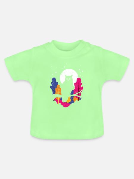 Nachteule im Regenbogenwald - Baby Bio-T-Shirt mit Rundhals - Mintgrün
