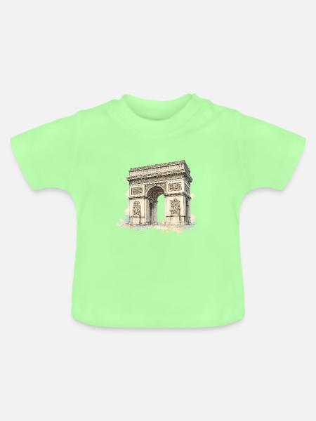 Arc de Triomphe in Aquarell - Baby Bio-T-Shirt mit Rundhals - Mintgrün