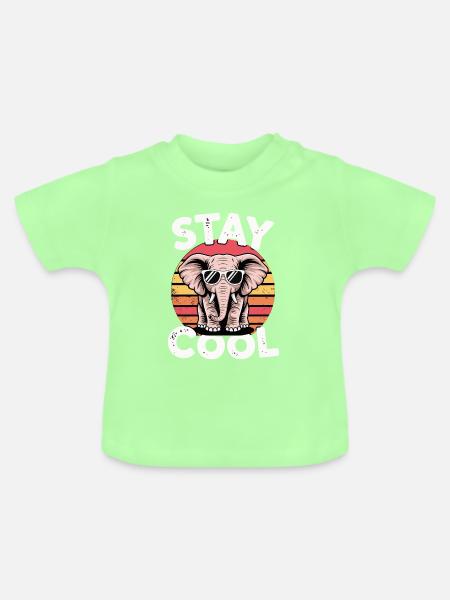 Stay Cool Elefant - Kinder Retro - Baby Bio-T-Shirt mit Rundhals - Mintgrün