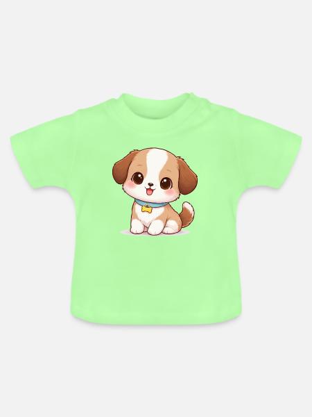 Hund Süß Comic - Baby Bio-T-Shirt mit Rundhals - Mintgrün