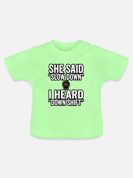 Down Shift Spruch Handschaltung - Baby Bio-T-Shirt mit Rundhals - Mintgrün