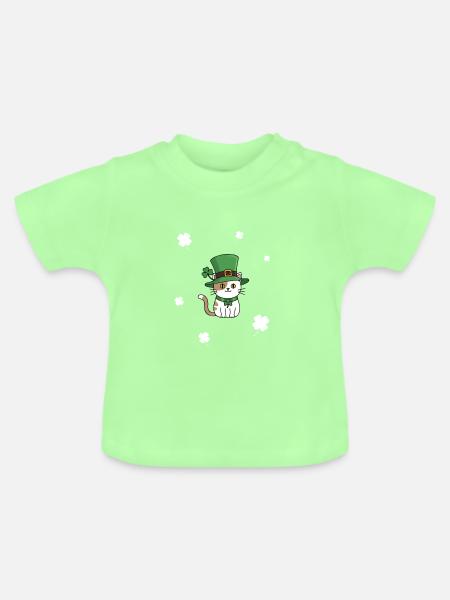 St. Patrick's Day Katze - Baby Bio-T-Shirt mit Rundhals - Mintgrün