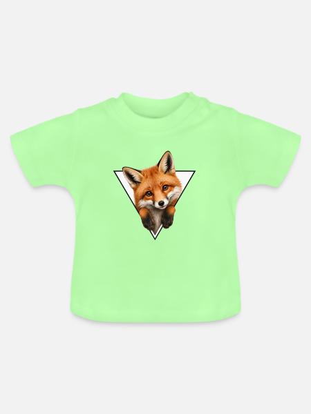 Fuchs im Dreieck-Illustration - Baby Bio-T-Shirt mit Rundhals - Mintgrün