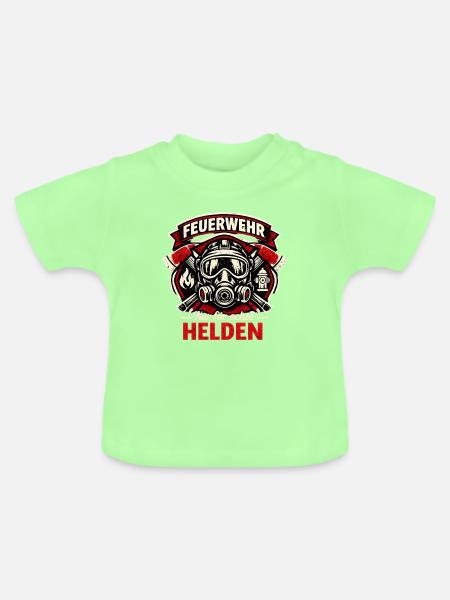 Nur echte Helden der Feuerwehr - Baby Bio-T-Shirt mit Rundhals - Mintgrün