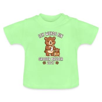 Großer Bruder 2027 Bär Baby Ankündigung - Baby Bio-T-Shirt mit Rundhals - Mintgrün - Vorne